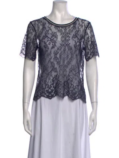Pre-owned Loyd/ford Lace Pattern Crew Neck Top In Blue