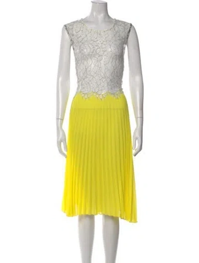 Pre-owned Loyd/ford Lace Pattern Midi Length Dress In White