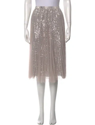 Pre-owned Loyd/ford Mesh Accents Knee-length Skirt In Silver