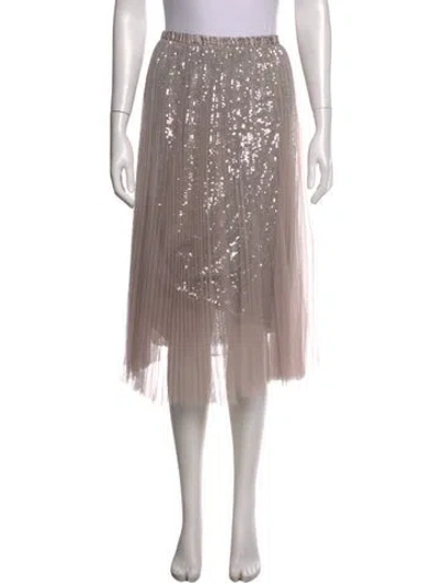 Pre-owned Loyd/ford Mesh Accents Midi Length Skirt In Silver