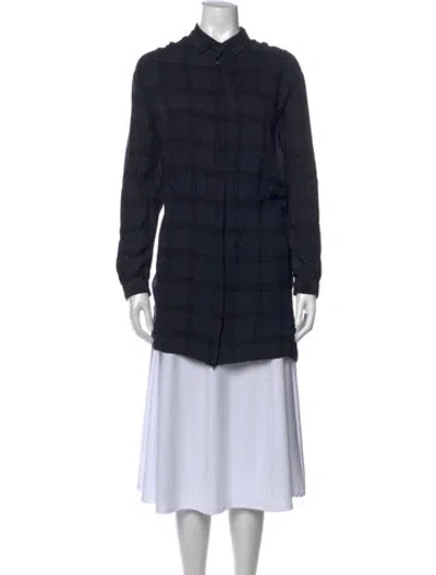 Pre-owned Loyd/ford Plaid Print Long Sleeve Tunic In Blue