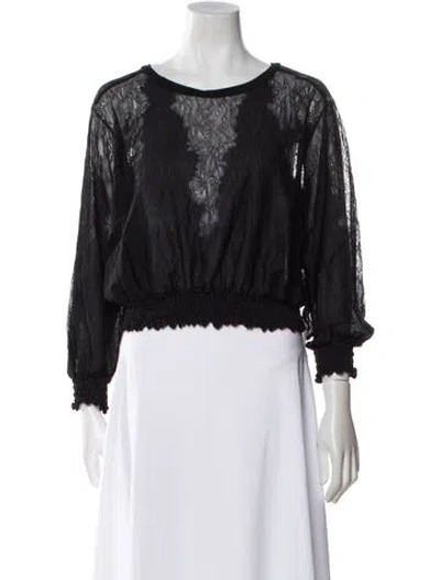 Pre-owned Loyd/ford Scoop Neck Long Sleeve Crop Top W/ Tags In Black