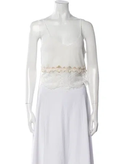 Pre-owned Loyd/ford Scoop Neck Sleeveless Crop Top In White