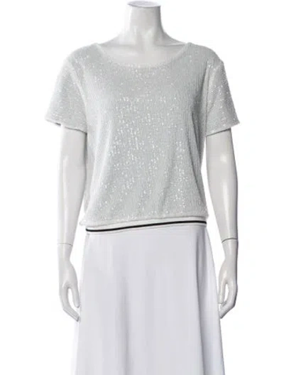 Pre-owned Loyd/ford Sequin Printed Top In White