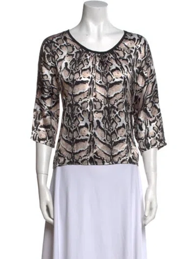Pre-owned Loyd/ford Silk Animal Print Top In Black