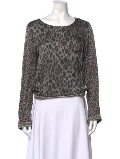 Pre-owned Loyd/ford Silk Animal Print Top In Gray