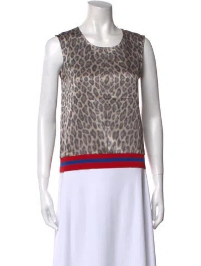Pre-owned Loyd/ford Silk Animal Print Top In Neutral