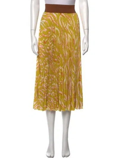 Pre-owned Loyd/ford Silk Midi Length Skirt In Yellow