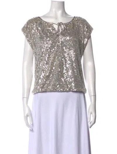 Pre-owned Loyd/ford Tie Neck Short Sleeve Top In Neutrals