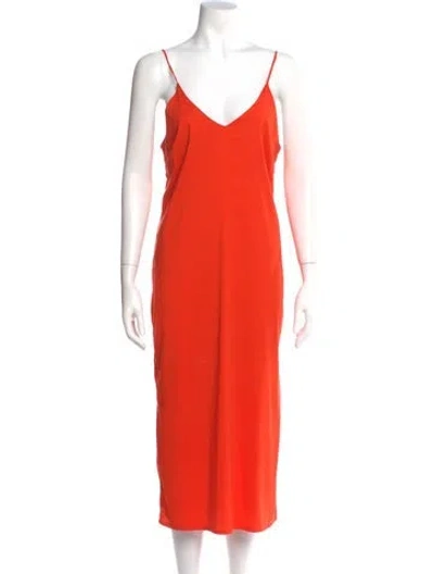 Pre-owned Loyd/ford V-neck Midi Length Dress In Orange