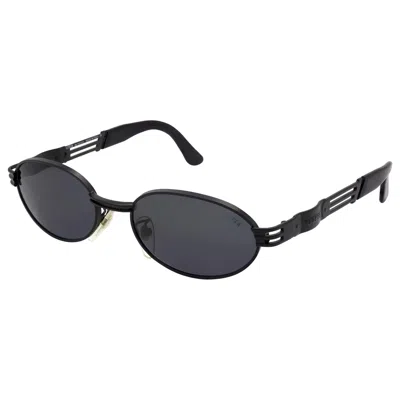 Pre-owned Lozza Black Oval Vintage Sunglasses 80s