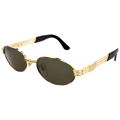 Pre-owned Lozza Golden Oval Vintage Sunglasses 80s In Black