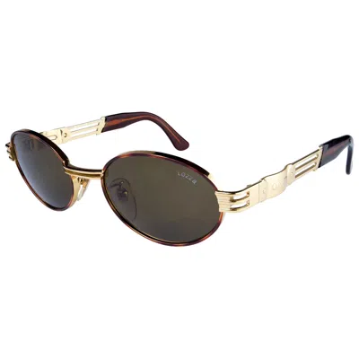 Pre-owned Lozza Oval Vintage Sunglasses 80s In Black