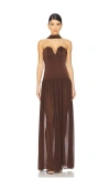 Lpa Ada Corset Maxi Dress In Brown