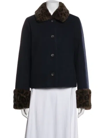 Pre-owned Lpa Animal Print Jacket In Blue