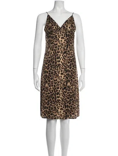 Pre-owned Lpa Animal Print Midi Length Dress In Multicolor