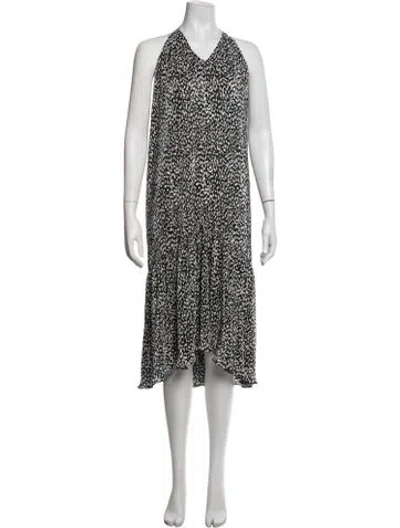 Pre-owned Lpa Animal Print Midi Length Dress In White