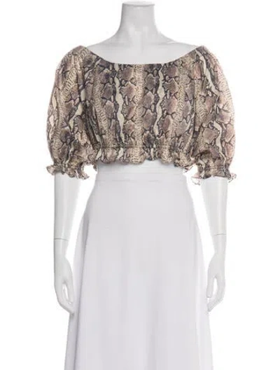 Pre-owned Lpa Animal Print Off-the-shoulder Crop Top W/ Tags In Multi