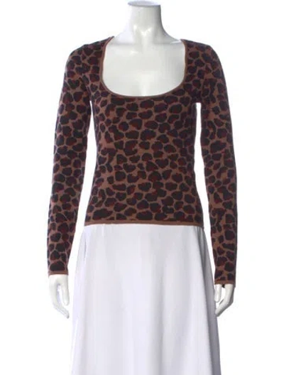 Pre-owned Lpa Animal Print Square Neckline Sweater In Multi