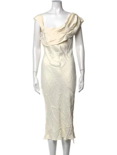 Pre-owned Lpa Asymmetrical Midi Length Dress In Neutrals