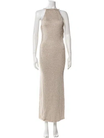 Pre-owned Lpa Bateau Neckline Long Dress In Neutral