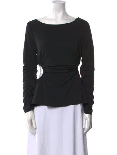 Pre-owned Lpa Bateau Neckline Long Sleeve Top In Black