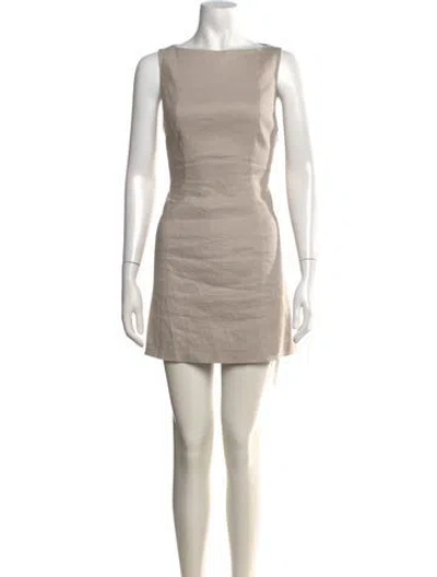 Pre-owned Lpa Bateau Neckline Mini Dress In Neutrals