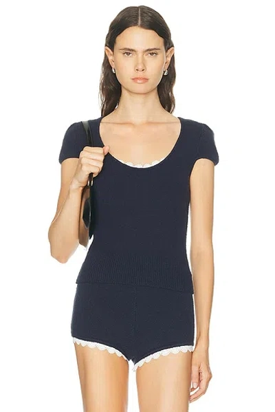 Lpa Champaux Lace Trim Top In Blue