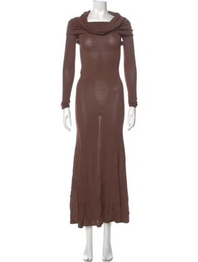 Pre-owned Lpa Cowl Neck Long Dress In Brown