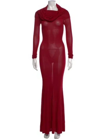 Pre-owned Lpa Cowl Neck Long Dress In Red