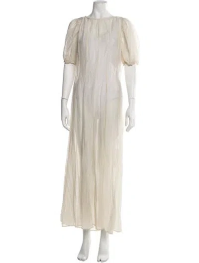 Pre-owned Lpa Crew Neck Long Dress In Neutrals