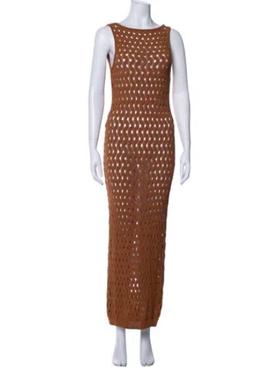 Pre-owned Lpa Crew Neck Long Dress W/ Tags In Brown