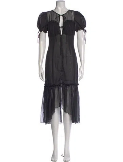 Pre-owned Lpa Crew Neck Midi Length Dress In Black