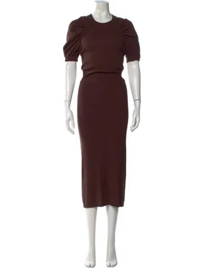 Pre-owned Lpa Crew Neck Midi Length Dress In Brown