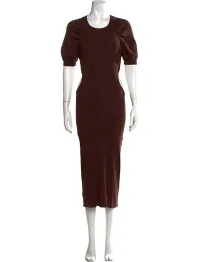 Pre-owned Lpa Crew Neck Midi Length Dress In Brown