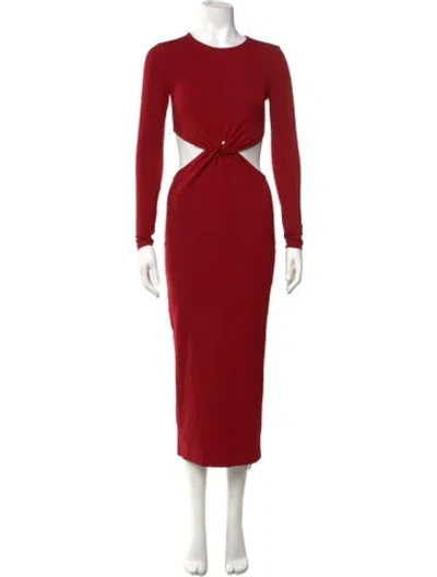 Pre-owned Lpa Crew Neck Midi Length Dress In Red