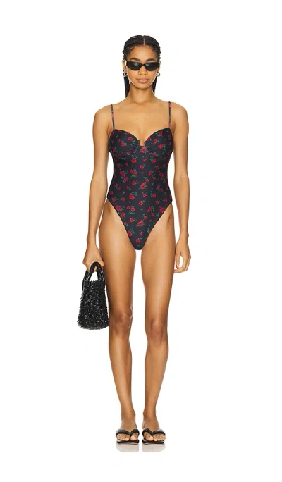 Lpa Dana One Piece In Black Poppy Floral