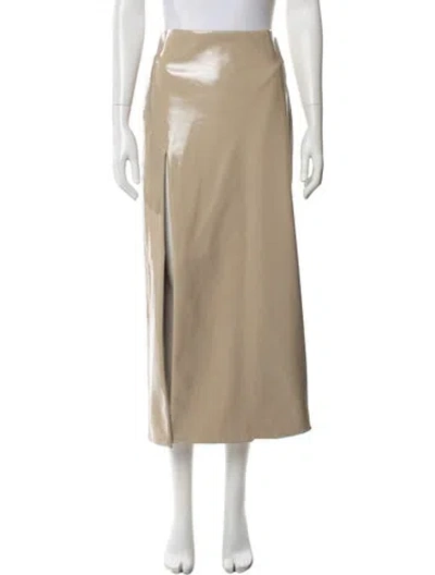 Pre-owned Lpa Faux Leather Midi Length Skirt In Neutral