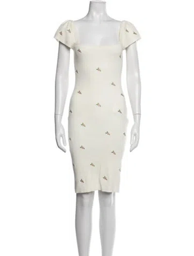 Pre-owned Lpa Floral Print Knee-length Dress In White