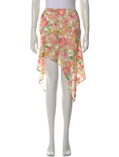 Pre-owned Lpa Floral Print Knee-length Skirt In Pink