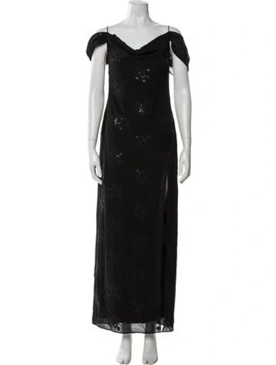 Pre-owned Lpa Floral Print Long Dress In Black