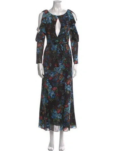 Pre-owned Lpa Floral Print Long Dress In Black