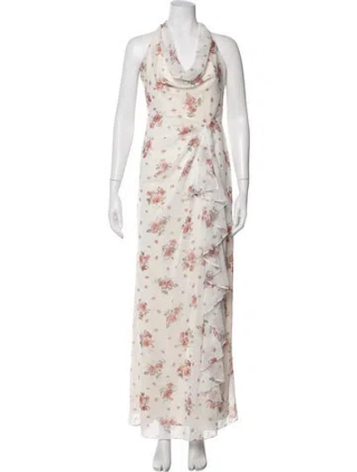 Pre-owned Lpa Floral Print Long Dress In Neutral