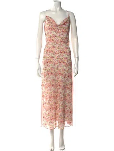 Pre-owned Lpa Floral Print Long Dress In Pink