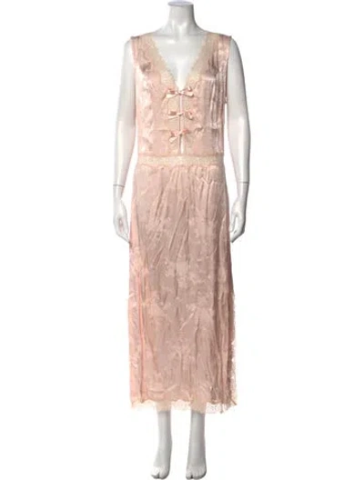 Pre-owned Lpa Floral Print Long Dress In Pink