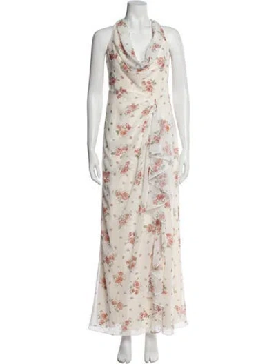 Pre-owned Lpa Floral Print Long Dress W/ Tags In Neutral