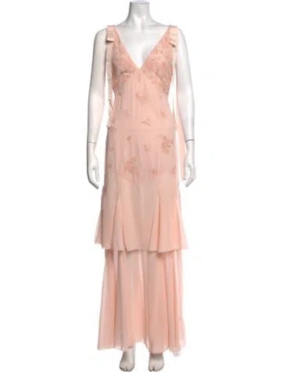 Pre-owned Lpa Floral Print Long Dress W/ Tags In Pink