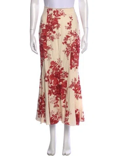 Pre-owned Lpa Floral Print Long Skirt In Red
