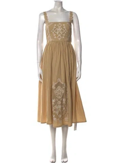 Pre-owned Lpa Floral Print Midi Length Dress In Neutrals