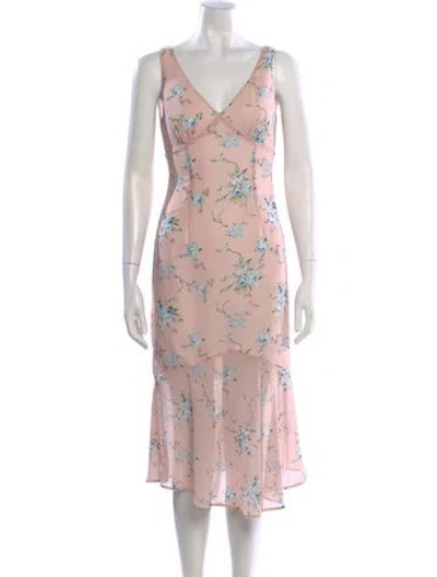 Pre-owned Lpa Floral Print Midi Length Dress In Pink